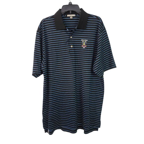 Peter Millar Crown Blue White Stripe Royal Troon Polo Golf Shirt Men's XL - Picture 1 of 4